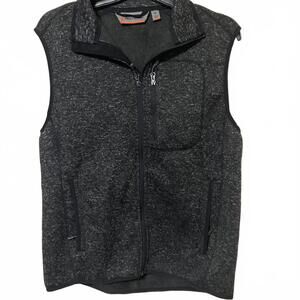 Free Country Men's Gray Sweater Sleeveless Fleece Full Zip Pockets Vest Medium